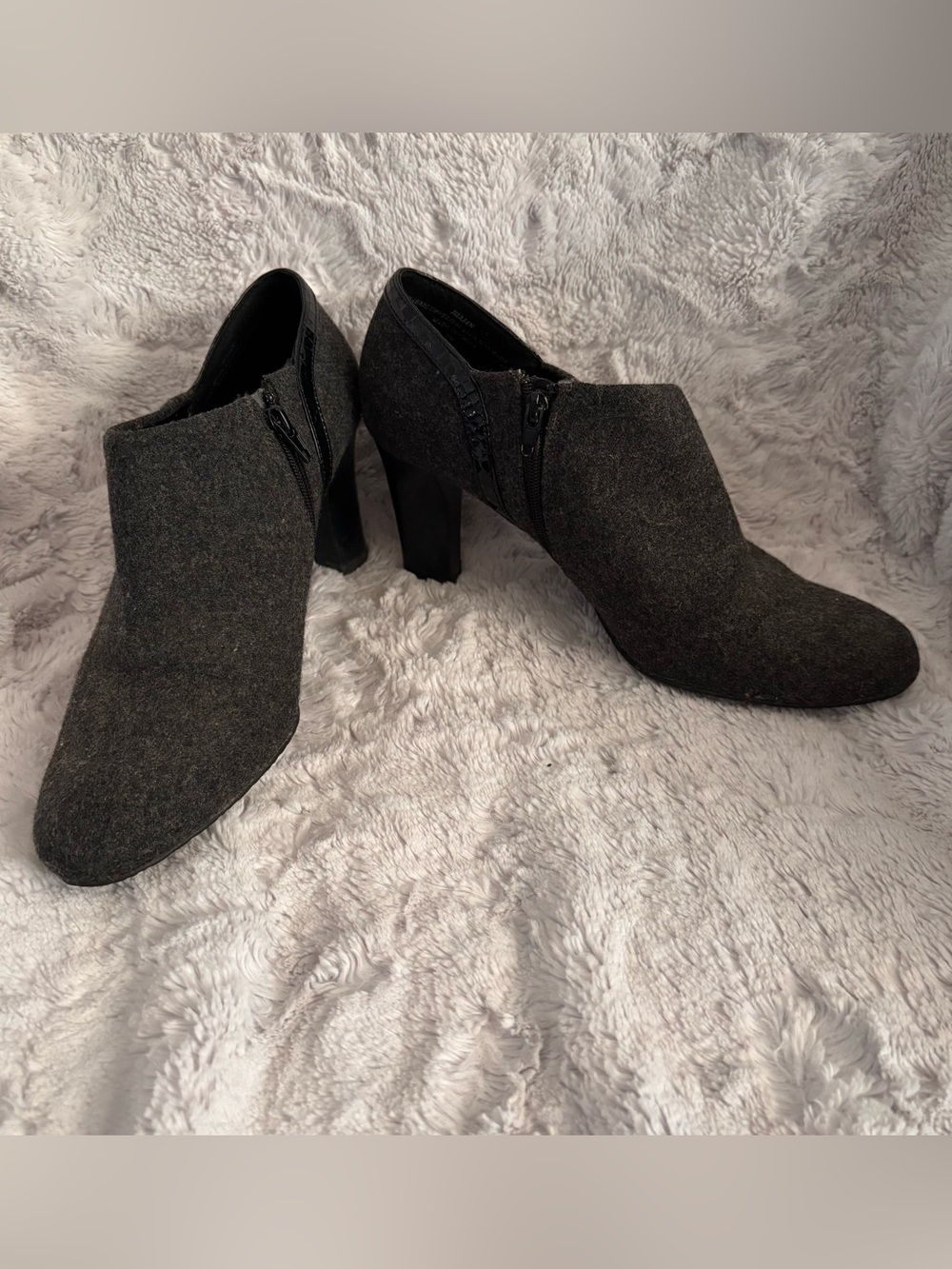 Liz ClaiborneDark Gray Heeled Booties - Size 8